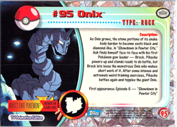 Onix #95 (Blue Logo) Pokemon Topps - Image 2