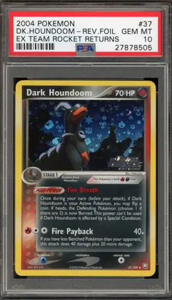 Pokemon Dark Houndoom EX Team Rocket Returns Reverse Holo Rare #37 PSA 10 - Image 1