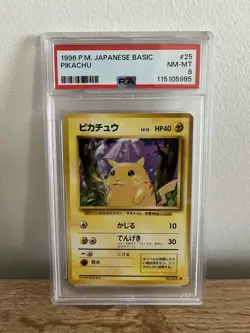 1996 Pokemon Japanese Base Set Yellow Cheeks Pikachu #25 PSA 8 NM-MT - Image 1