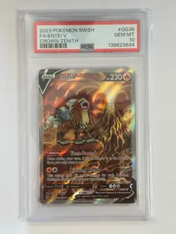 2023 POKEMON SWORD & SHIELD CROWN ZENITH #GG36 FULL ART ENTEI V PSA 10 - Image 1