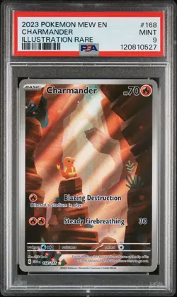 2023 POKEMON MEW EN-151 ILLUSTRATION RARE #168 CHARMANDER PSA 9 - Image 1