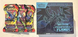 Pokemon Mega Evolution Phantasmal Flames ETB & 3x Booster Packs New Sealed - Image 1
