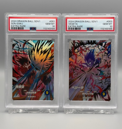 2-Card Lot PSA 10 2024 Dragon Ball Son Goku & Vegeta #001 #003 GEM MINT - Image 1