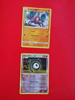 Crabrawler 7/12 Holo Pokemon Card Unown “M” 66/123 Mysterious Treasure - Image 1