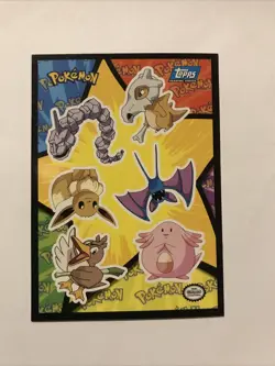 1999 Topps Blue Pokemon Movie Edition Sticker Onix Cubone Eevee Zubat - Image 1