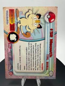Meowth #52 - 1999 Topps Pokemon TV Animation Edition Series 1 Red Label - Image 5