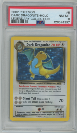 2002 Pokemon Dark Dragonite Holo #5/110 Legendary Collection PSA 8 - Image 1