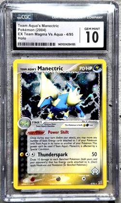 Pokemon Card Team Aqua's Manectric Holo Rare CGC 10, EX Team Magma Vs Aqua 4/95 - Image 1