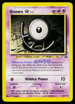 Unown [U] 51/75 Uncommon Neo Discovery Pokemon Lightly Played - Image 1
