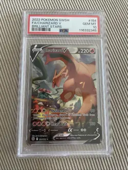 Pokemon SWSH Charizard v Brilliant Stars 2022 FA PSA 10 Gem Mint #154 - Image 1