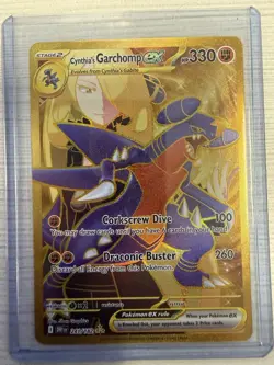 Pokemon TCG Cynthia's Garchomp EX 241/182 Destined Rivals Hyper Rare GOLD - Image 1