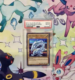 2017 Yugioh PSA 8 NM-MT Blue-Eyes White Dragon DUSA-EN043 Ultra Rare 1st Ed - Image 1