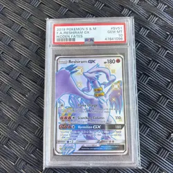 PSA 10 GEM MT - RESHIRAM GX Card SV51/SV94 Pokemon TCG Hidden Fates Shiny Vault - Image 1