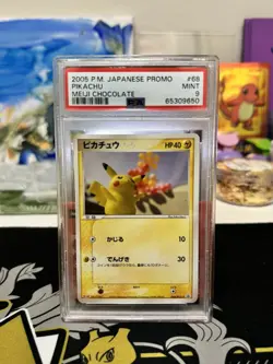 PSA 9 Pikachu 068/PCG-P Promo Japanese Pokemon Card Meiji Chocolate 2005 - Image 1