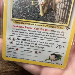 Pokemon TCG Giovanni's Persian 8/132 Gym Challenge Unlimited Holo MP - Image 3