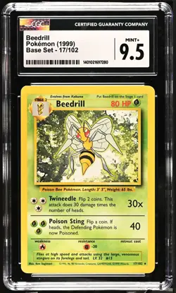 Pokemon TCG Beedrill 17/102 CGC 9.5 MINT+ Base Set - Image 1