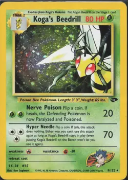 Pokemon TCG - Koga's Beedrill 9/132 Holo Rare Gym Challenge - 720 - Image 1