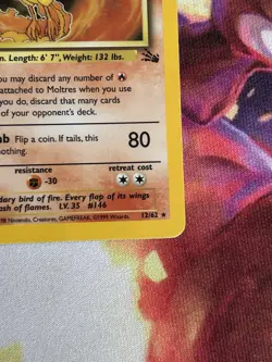 Moltres 12/62 1st Edition Holo Rare Fossil Vintage Pokemon Card MP/HP - Image 5