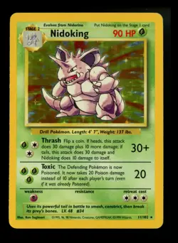 #4 Nidoking 11/102 Base Set 1999 Holo Rare WOTC Pokemon Card TCG - Image 1
