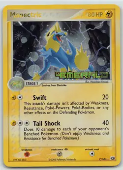 Pokemon Manectric 7/106 EX Emerald Reverse Holo Stamped Rare Card NM - Image 1