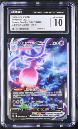 CGC 10 Hatterene VMAX GG47 Crown Zenith Secret Illustration Rare Pokemon Card - Image 1
