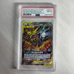 Moltres Zapdos Articuno GX #SM210 PSA 8 Black Star Promo Pokemon Card Glass - Image 1