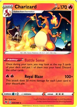 Pokemon TCG Charizard Rare SWSH04: Vivid Voltage 025/185 NM - Image 1