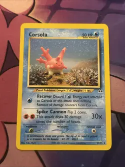 Corsola 37/75, 2001 Neo Discovery, Pokemon TCG, WotC, Vintage, Uncommon, LP - Image 1