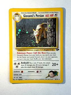 Pokemon TCG Giovanni's Persian 8/132 Unlimited Gym Challenge Holo SWIRL - Image 1