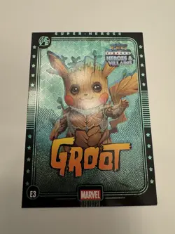 Groot (Pikachu) #E3 - Green Holo - Heros & Villains Flash Edition Pokemon - Image 1