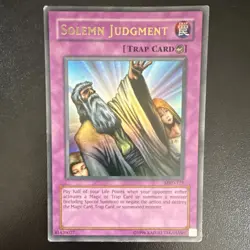 Solemn Judgment Yu-Gi-Oh! Ultra Rare Unlimited Metal Raiders MRD-EN127 Trap - Image 1