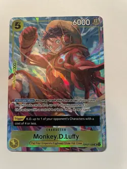 Bandai One Piece Monkey.D.Luffy Character Card SR Holo OP07-109 6000 Power - Image 1