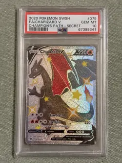 Charizard V PSA 10 Champion's Path Secret Rare Full Art 079/073 Pokemon Card - Image 1