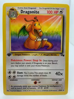 DRAGONITE Pokemon Card - WOTC - 1st Edition - Fossil - 19/62 - Image 1