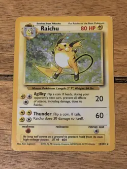 Pokemon TCG Raichu Base Set Holo Rare Card 14/102 - Image 1