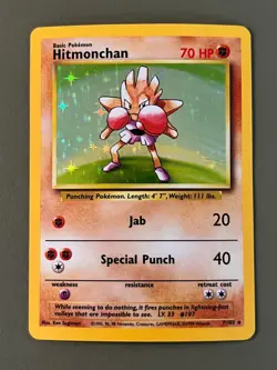 Hitmonchan Base Set Holo 7/102 - Pokemon Card - MP/DMG (see description) - Image 1