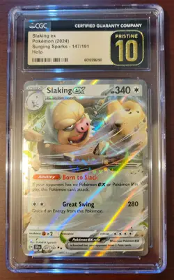 CGC 10 PRISTINE Pokemon Surging Sparks Slaking Ex #147 - Image 1
