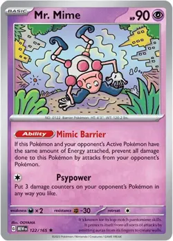 1x Mr. Mime (#122/165) - Reverse Holofoil NM Eng Pokemon - Pokemon 151 - Image 1
