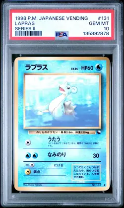 1998 POKEMON JPN VENDING SER II #131 LAPRAS PSA 10 - Image 1