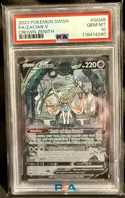 Pokemon TCG Zacian V GG48 FA SWSH: Crown Zenith 2023 PSA GEM MINT 10 - Image 1