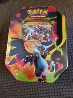 Sealed Pokemon TCG Mega Charizard X EX Tin 4 Booster Packs & Charizard Promo - Image 1