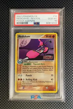 Pokemon Medicham Power Keepers Reverse Foil PSA 10 - Image 2