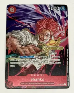 2025 One Piece Shanks CS Championships Gold Foil Stamp Card Event English P-083 - Image 1