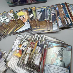 Naruto Shippuden Collectible Card Game Lot of 76 Cards and tin - Image 2