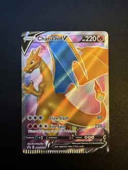 Pokemon Charizard v SWSH050 Full Art Black Star Promo CRIMPED ERROR CARD - Image 1