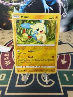 Pokemon TCG Card Shining Legends Reverse Holo Foil Minun 34/73 - Image 1