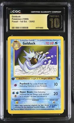 ✨ CGC 10 Pristine 1999 GOLDUCK 35/62 POKEMON FOSSIL 1ST ED Edition Pokemon Card - Image 1