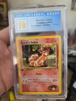 CGC 10 Pristine Brock's Vulpix Gym 73/132 Heroes 1st Edition Pokemon 2000 - Image 1