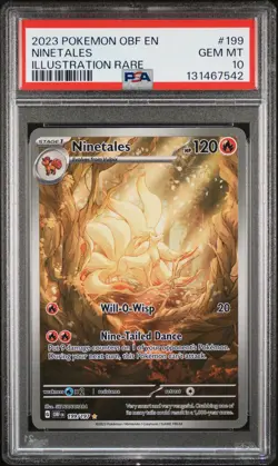 2023 POKEMON OBF EN-OBSIDIAN FLAMES ILLUSTRATION RARE #199 NINETALES PSA 10 - Image 1