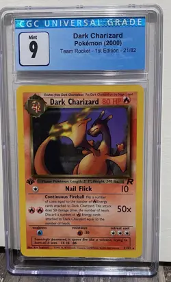TEAM ROCKET 1ST EDITION #21 2000 Pokemon DARK CHARIZARD cgc 9 MINT - Image 1